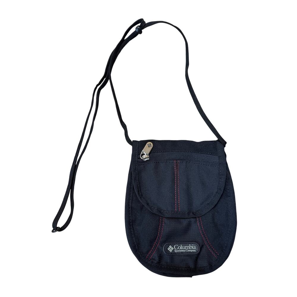 Columbia Sportswear Vintage Black Ripstop Travel Neck Pouch Crossbody Wallet Bag